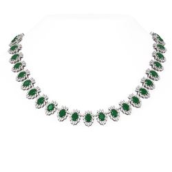 75.25 ctw Emerald & Diamond Necklace 18K White Gold