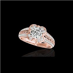 1.5 ctw Certified Diamond Solitaire Halo Ring 10K Rose Gold