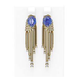9.49 ctw Tanzanite & Diamond Earrings 18K Yellow Gold