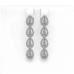 4.52 ctw Pear Cut Diamond Micro Pave Earrings 18K White Gold