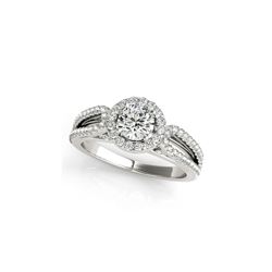 0.9 ctw Certified VS/SI Diamond Halo Ring 18K White Gold