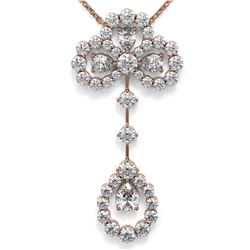 3.25 ctw Pear Cut Diamond Designer Necklace 18K Rose Gold