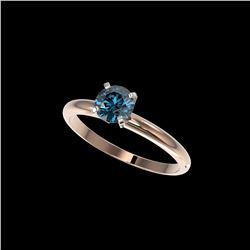 .77 ctw Certified Intense Blue Diamond Engagement Ring 10K Rose Gold