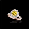 Image 1 : 2 ctw Certified SI/I Fancy Intense Yellow Diamond Halo Ring 10K Rose Gold