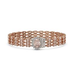 25.42 ctw Morganite & Diamond Bracelet 14K Rose Gold