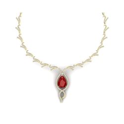 23.43 ctw Ruby & VS Diamond Necklace 18K Yellow Gold