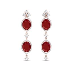 15.81 ctw Designer Ruby & VS Diamond Earrings 18K Rose Gold