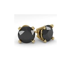 3.0 ctw Black Diamond Stud Designer Earrings 18K Yellow Gold