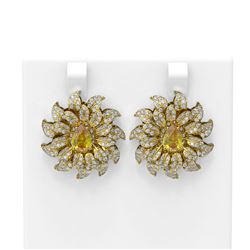 5.37 ctw Canary Citrine & Diamond Earrings 18K Yellow Gold