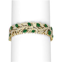 26.57 ctw Emerald & Diamond Bracelet 18K Yellow Gold