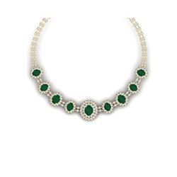 45.69 ctw Emerald & VS Diamond Necklace 18K Yellow Gold