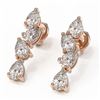 Image 1 : 4 ctw Pear Diamond Designer Earrings 18K Rose Gold