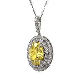 18.56 ctw Canary Citrine & Diamond Victorian Necklace 14K White Gold