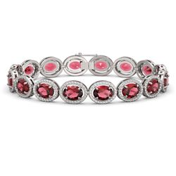 23.6 ctw Tourmaline & Diamond Micro Pave Halo Bracelet 10K White Gold