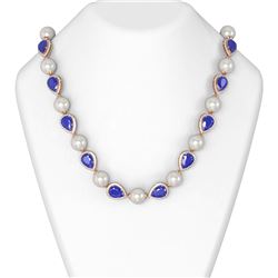 54.95 ctw Sapphire & Diamond Necklace 18K Rose Gold