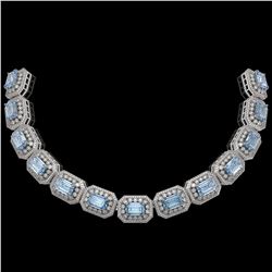 49.14 ctw Aquamarine & Diamond Victorian Bracelet 14K White Gold