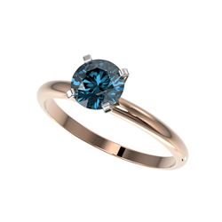 1.02 ctw Certified Intense Blue Diamond Engagement Ring 10K Rose Gold
