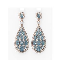 21.57 ctw Aquamarine & Diamond Earrings 18K Rose Gold