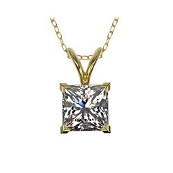 1 ctw Certified VS/SI Quality Princess Diamond Necklace 10K Yellow Gold