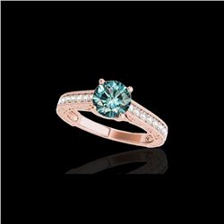 1.32 ctw SI Certified Fancy Blue Diamond Solitaire Ring 10K Rose Gold