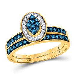 10kt Yellow Gold Princess Black Color Enhanced Diamond Band Ring 1/4 Cttw