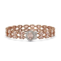 27.57 ctw Morganite & Diamond Bracelet 14K Rose Gold