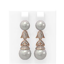 1.01 ctw Diamond and Pearl Earrings 18K Rose Gold