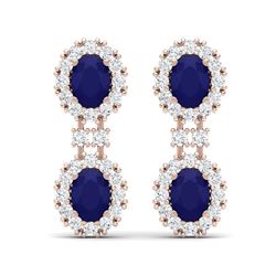 8.98 ctw Sapphire & VS Diamond Earrings 18K Rose Gold