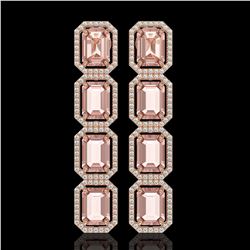 19.81 ctw Morganite & Diamond Micro Pave Halo Earrings 10K Rose Gold