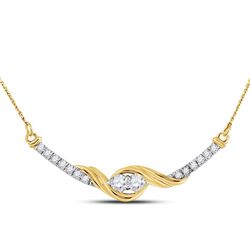14kt Yellow Gold Round Diamond Bar 2-stone Necklace 1/3 Cttw