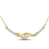 Image 1 : 14kt Yellow Gold Round Diamond Bar 2-stone Necklace 1/3 Cttw