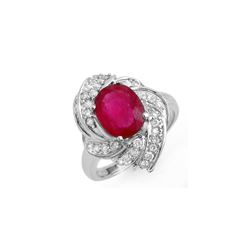 3.55 ctw Ruby & Diamond Ring 18K White Gold