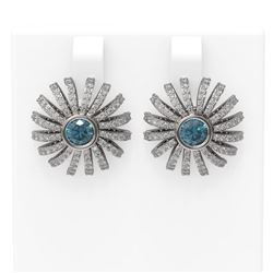 3 ctw Intense Blue Diamond Earrings 18K White Gold
