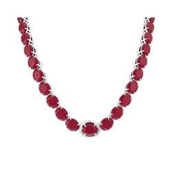 170 ctw Ruby & VS/SI Diamond Necklace 14K White Gold