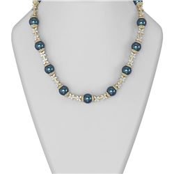 29 ctw Diamond and Pearl Necklace 18K Yellow Gold