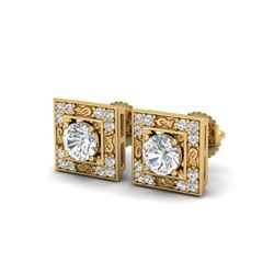 1.63 ctw VS/SI Diamond Solitaire Art Deco Stud Earrings 18K Yellow Gold