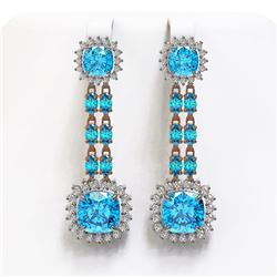 19.64 ctw Swiss Topaz & Diamond Earrings 14K Rose Gold