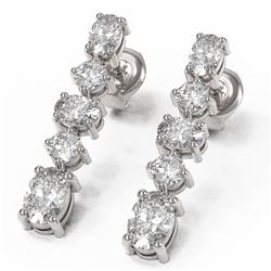 3.78 ctw Oval Diamond Designer Earrings 18K White Gold
