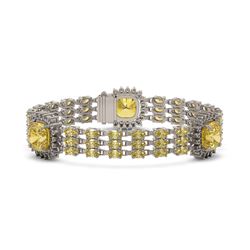 35.24 ctw Citrine & Diamond Bracelet 14K White Gold