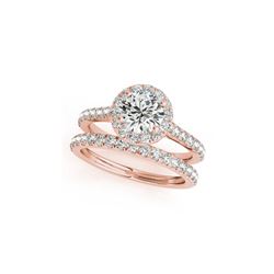 2.01 ctw Certified VS/SI Diamond 2pc Wedding Set Halo 14K Rose Gold