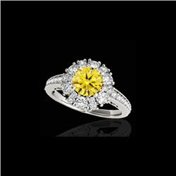 2.16 ctw Certified SI/I Fancy Intense Yellow Diamond Ring 10K White Gold