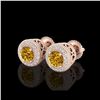 Image 1 : 1.55 ctw Intense Fancy Yellow Diamond Art Deco Earrings 18K Rose Gold