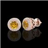 Image 2 : 1.55 ctw Intense Fancy Yellow Diamond Art Deco Earrings 18K Rose Gold