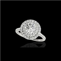 1.5 ctw Certified Diamond Solitaire Halo Ring 10K White Gold