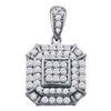 Image 1 : 10kt White Gold Round Diamond Square Cluster Pendant 1/2 Cttw
