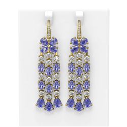 32.1 ctw Tanzanite & Diamond Earrings 18K Yellow Gold