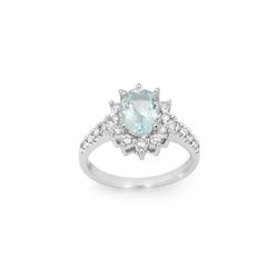 2.20 ctw Aquamarine & Diamond Ring 14K White Gold