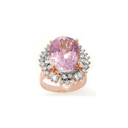15.75 ctw Kunzite & Diamond Ring 14K Rose Gold
