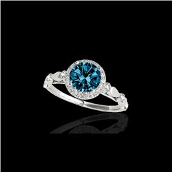 1.25 ctw SI Certified Fancy Blue Diamond Halo Ring 10K White Gold