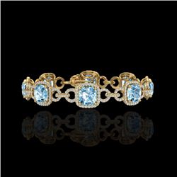 30 ctw TOPAZ & Micro VS/SI Diamond Certified Bracelet 14K Yellow Gold